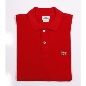 Lacoste Mens Red Mesh Cotton Golf Polo Shirt 5/Medium
